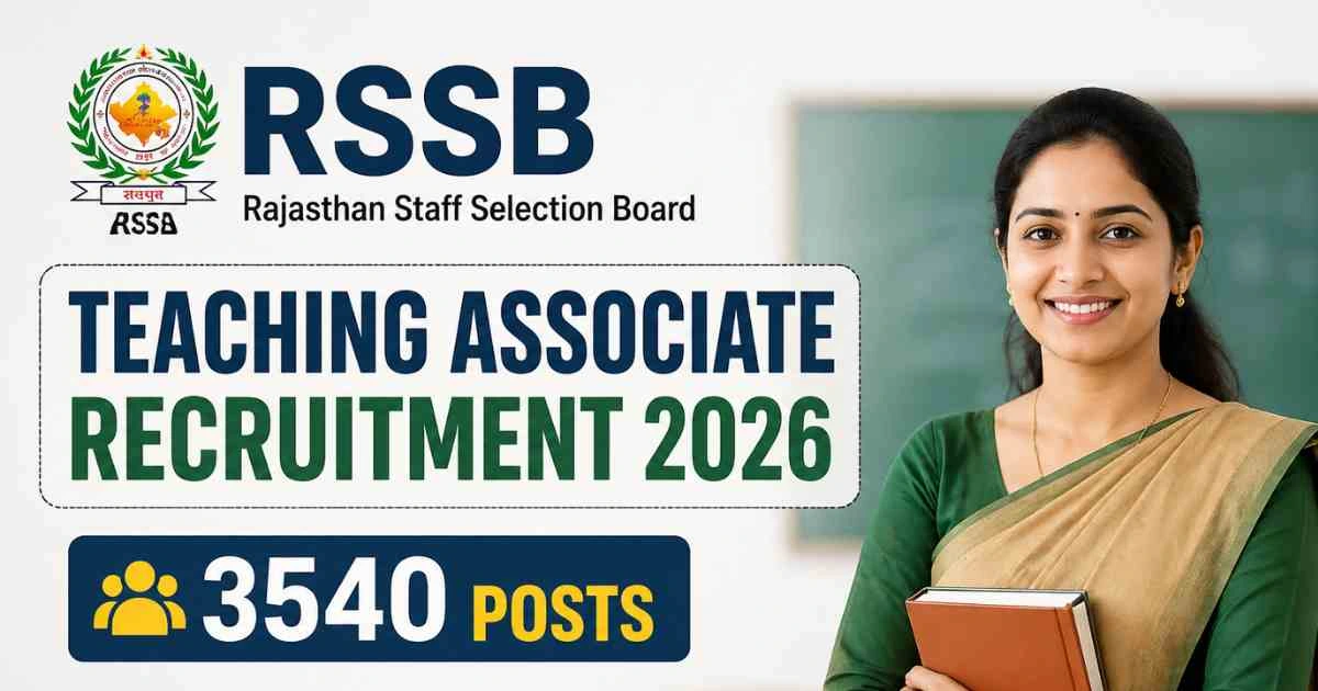 Rajasthan RSSB Teaching Associate Recruitment 2026 Apply Online for 3540 Vacancies